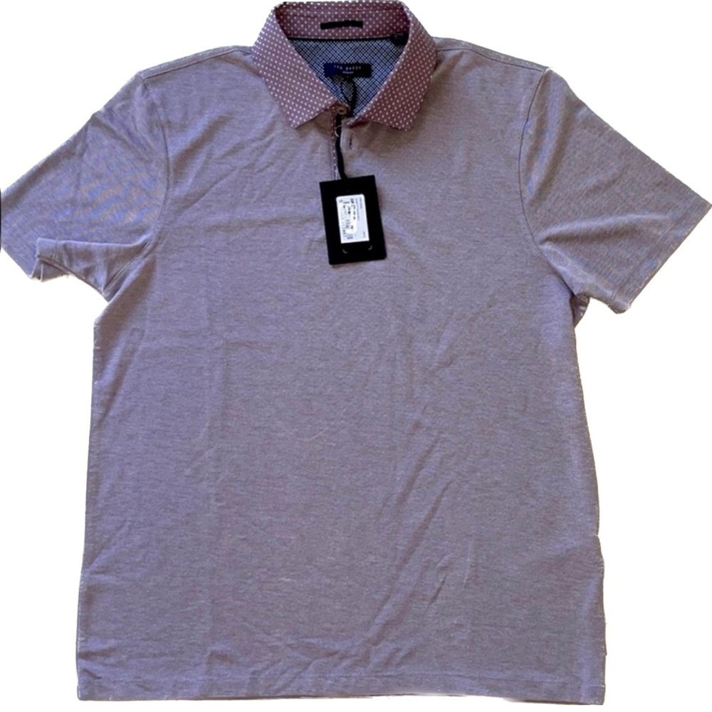 NWT Ted Baker London S/S Purple Woven Collar Polo Size 4 - Picture 1 of 7